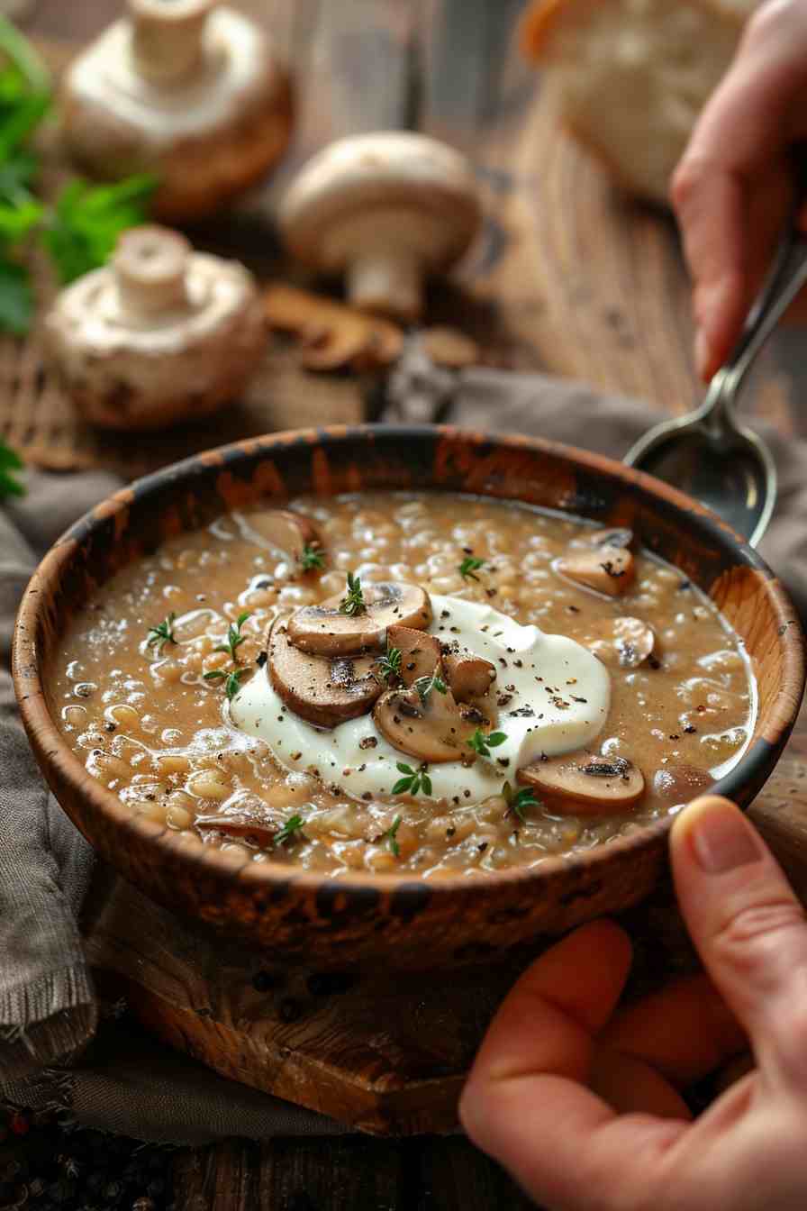 Mushroom Soup with a Parmesan Crust