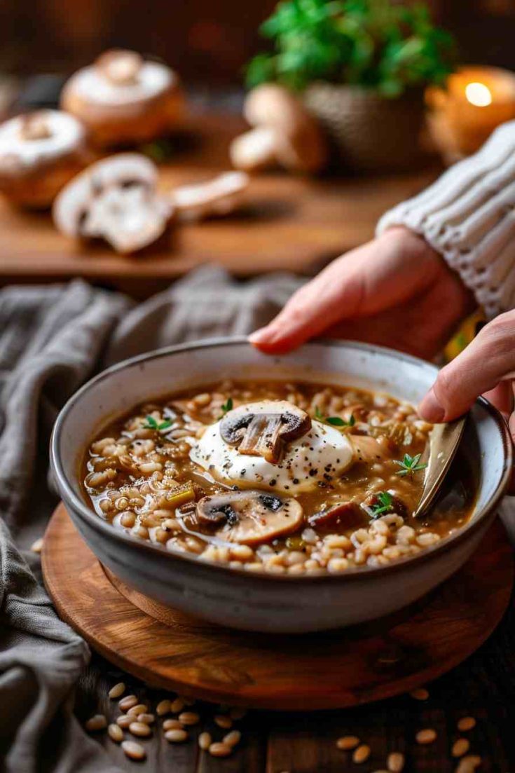 Mushroom Soup with a Parmesan Crust