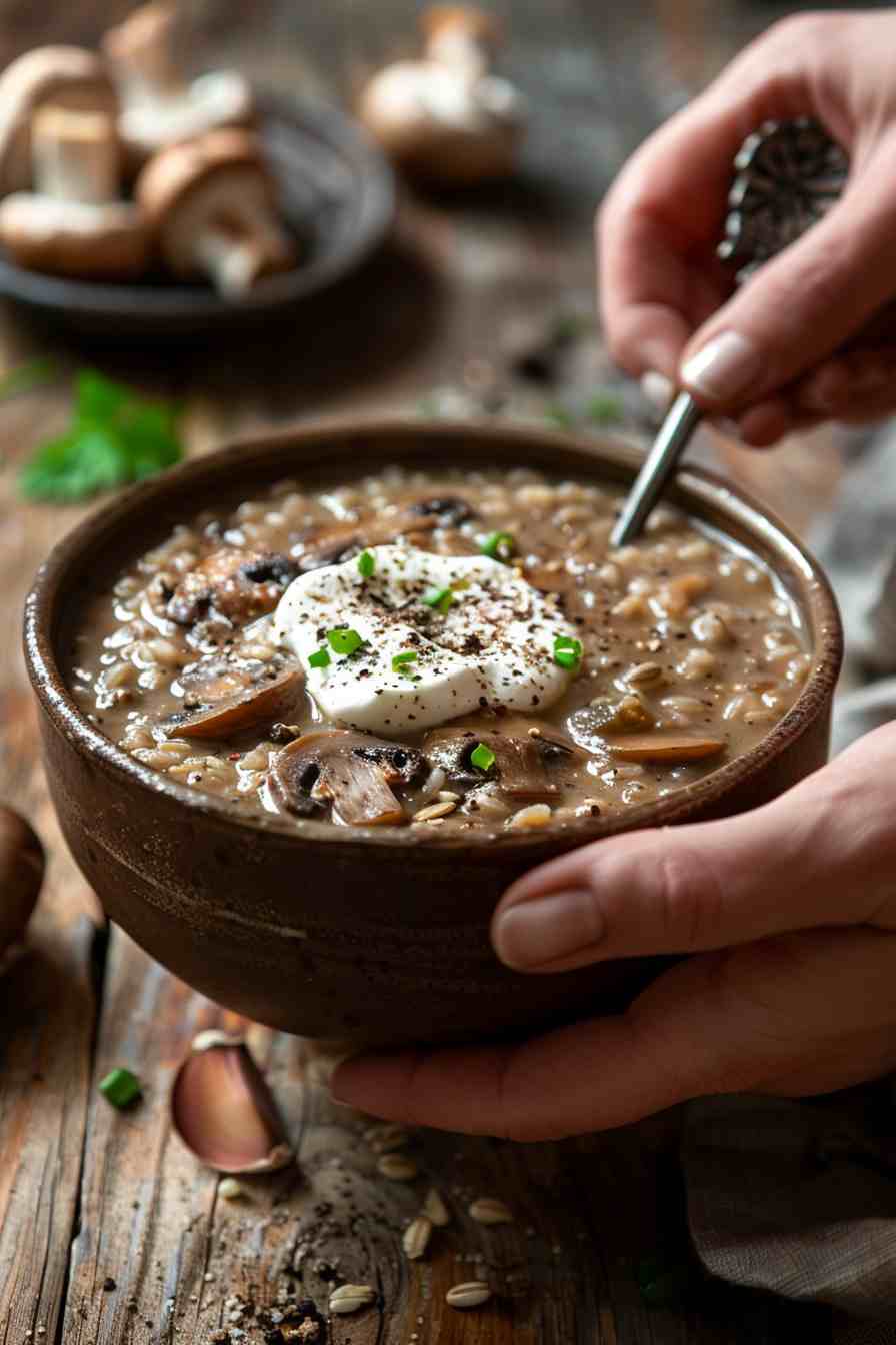 Mushroom Soup with a Parmesan Crust