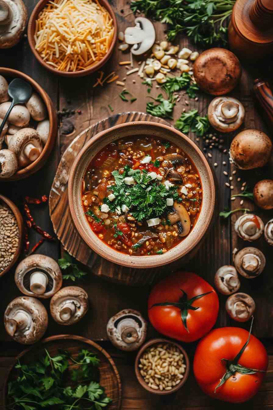 Mushroom Soup with a Parmesan Crust