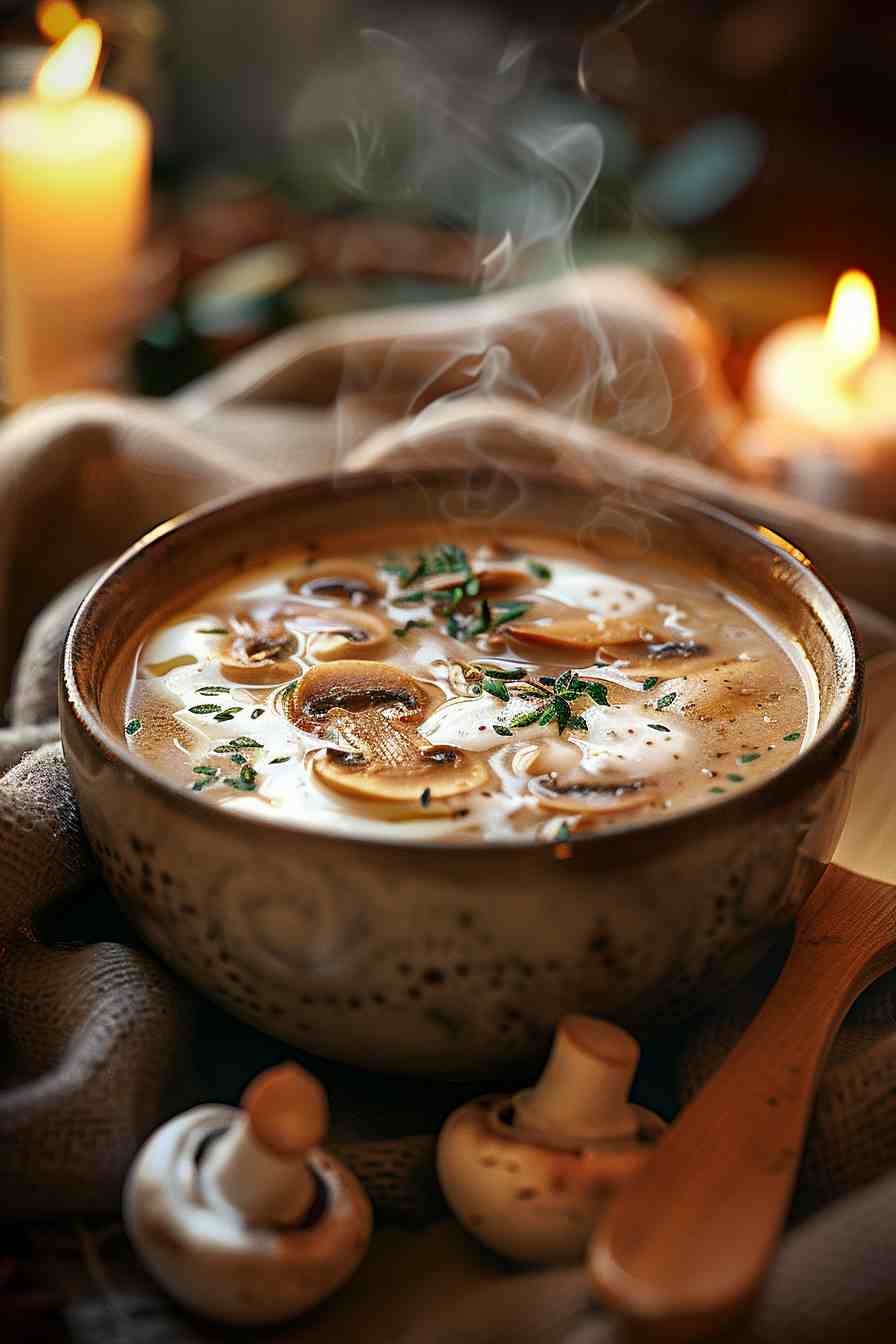 Mushroom Soup with a Touch of Cream Cheese