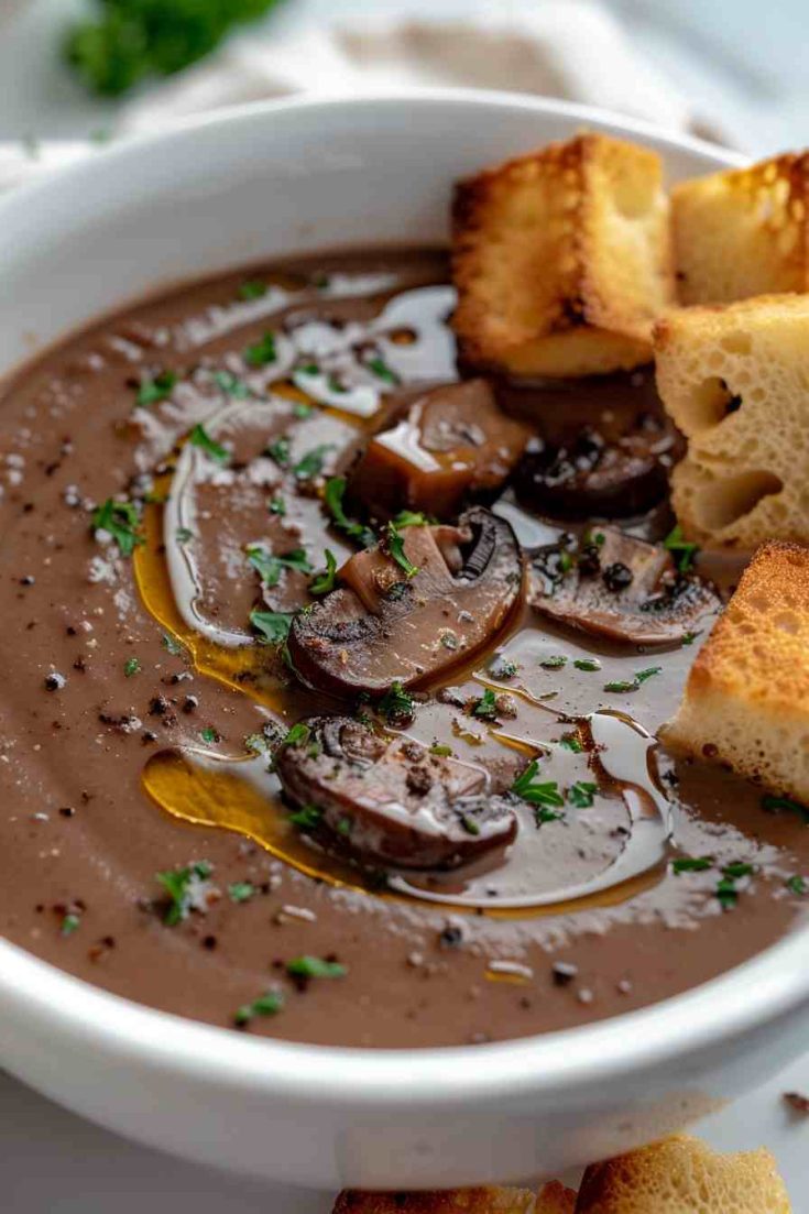 Roasted Mushroom Soup with Truffle Oil