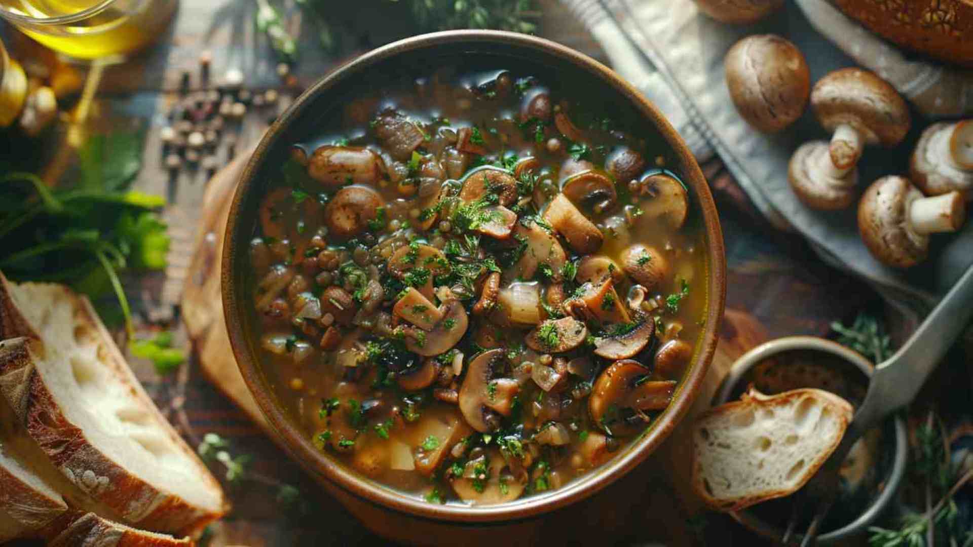 Roasted Mushroom Soup with Truffle Oil