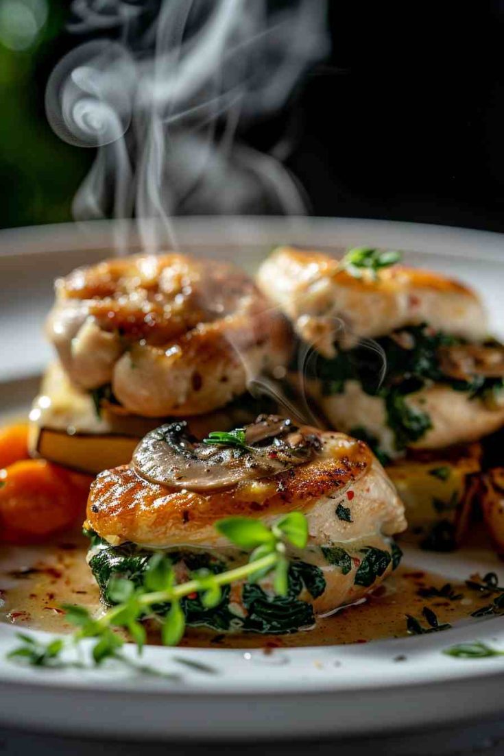 Mushroom Spinach Stuffed Chicken Breast