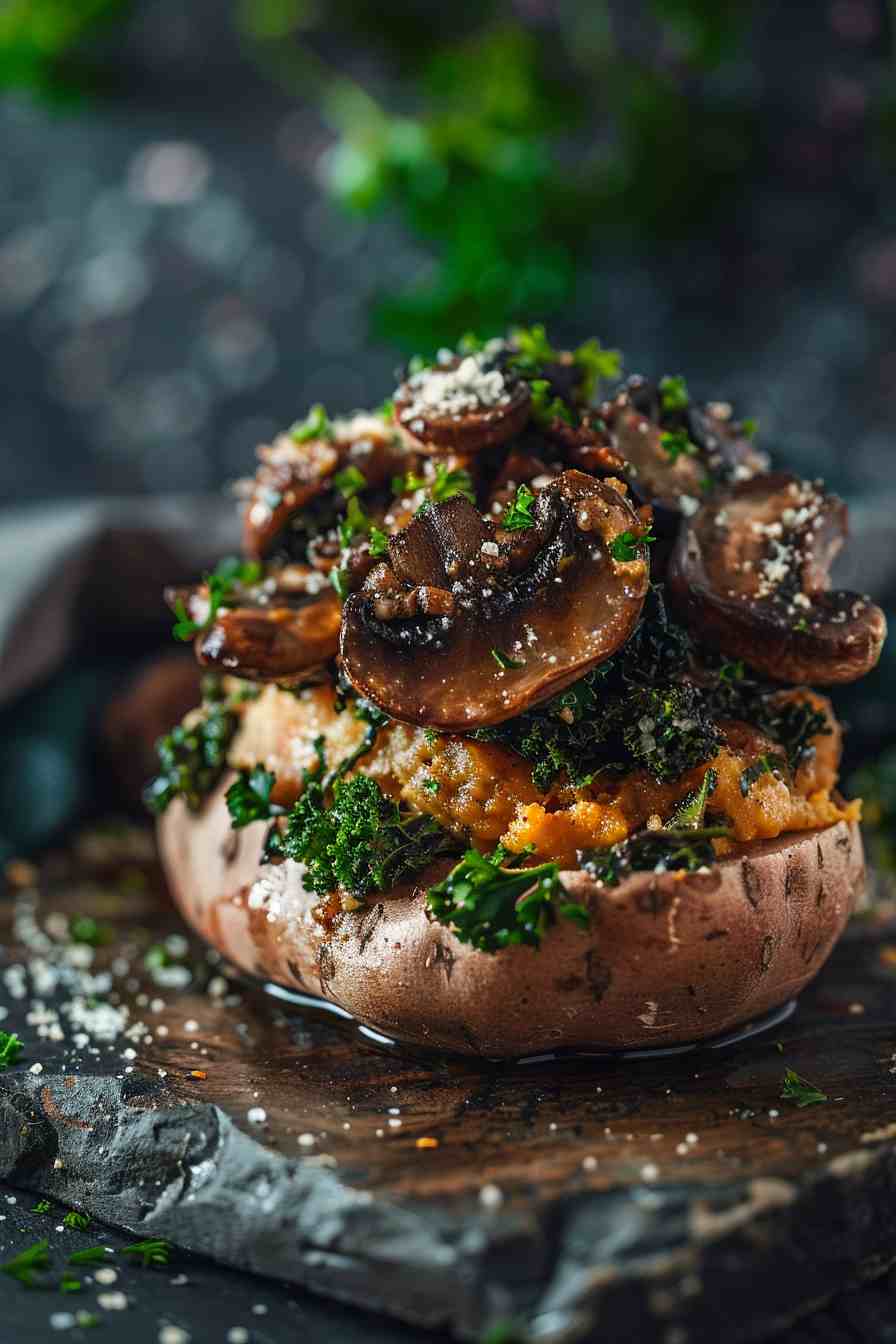 Mushroom & Kale Stuffed Sweet Potatoes Mushroom & Kale Stuffed Sweet Potatoes