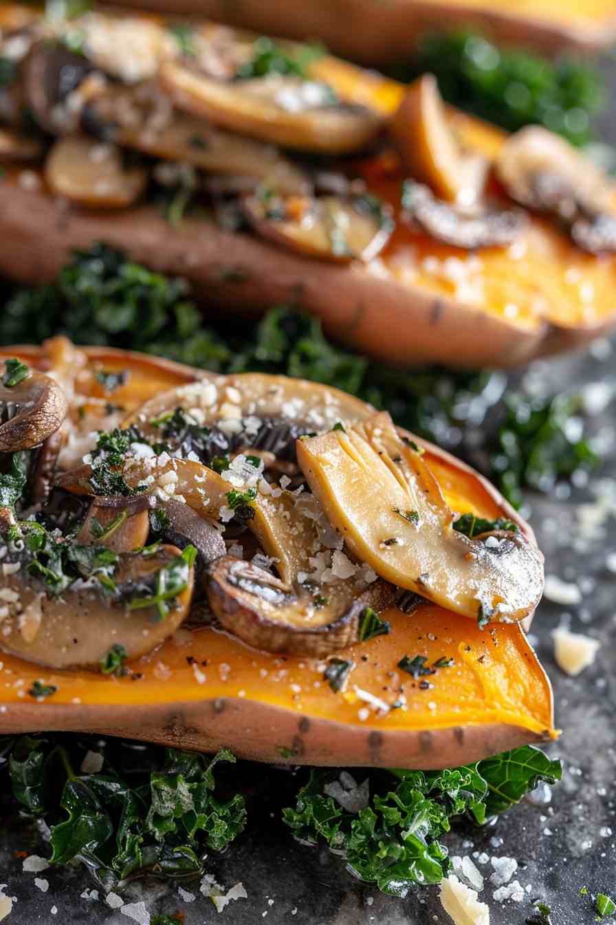 Mushroom & Kale Stuffed Sweet Potatoes Mushroom & Kale Stuffed Sweet Potatoes