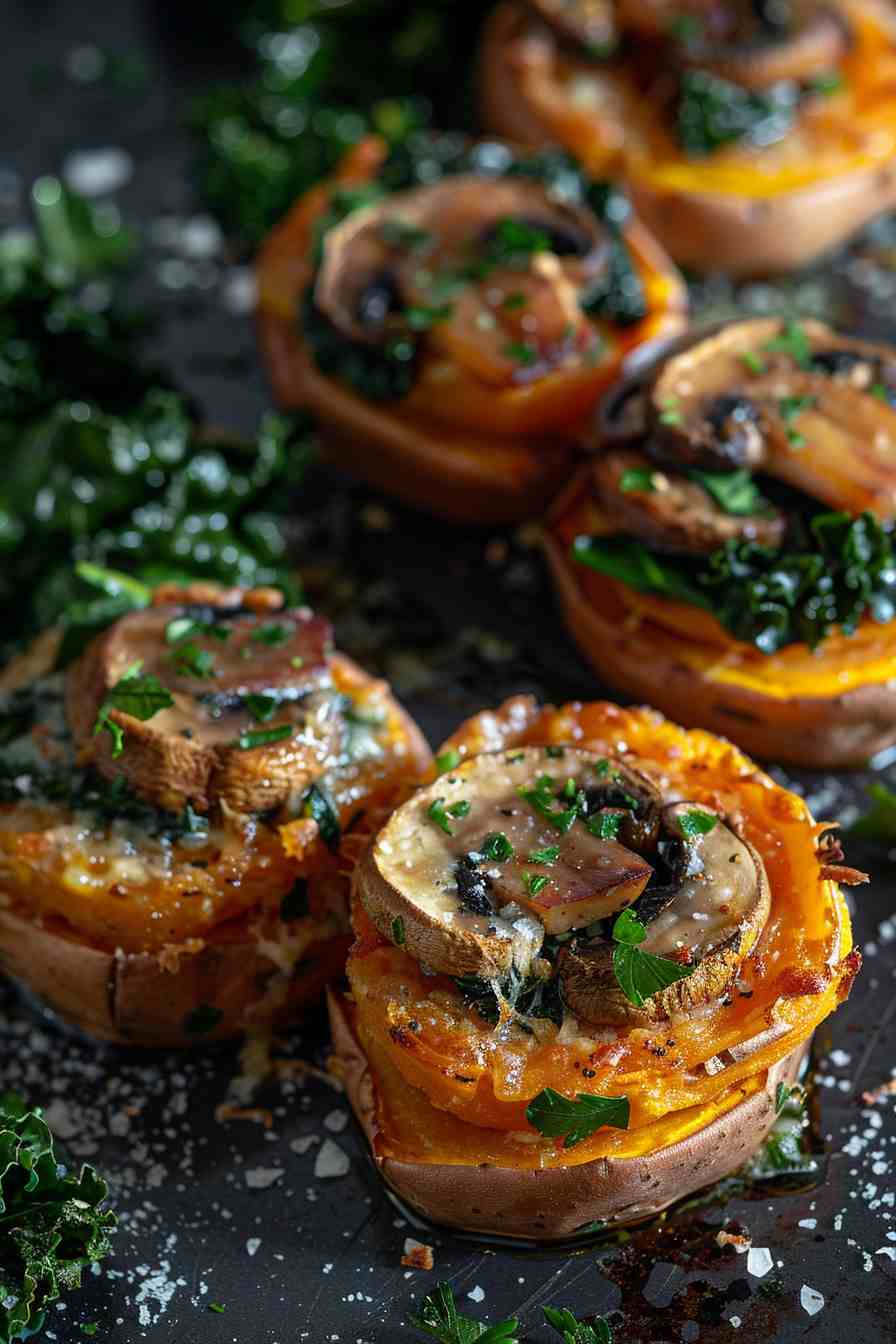 Mushroom & Kale Stuffed Sweet Potatoes Mushroom & Kale Stuffed Sweet Potatoes