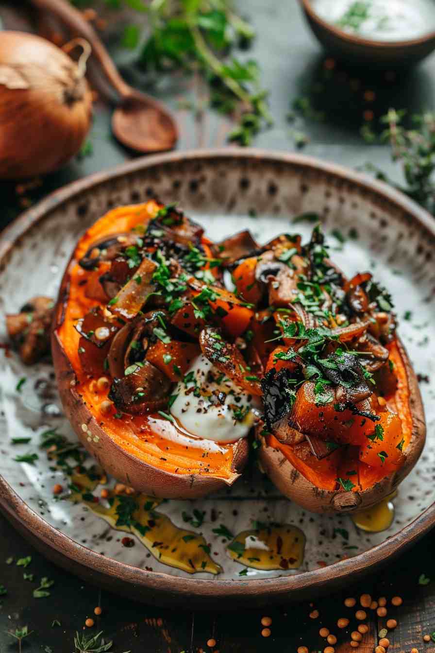 Mushroom & Kale Stuffed Sweet Potatoes Mushroom & Kale Stuffed Sweet Potatoes