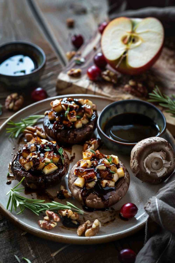 Apple and Brie-Stuffed Mushrooms