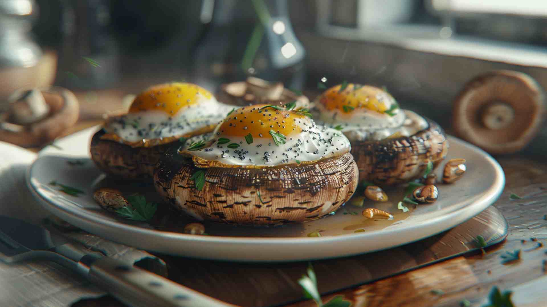 Breakfast-Stuffed Mushrooms with Eggs