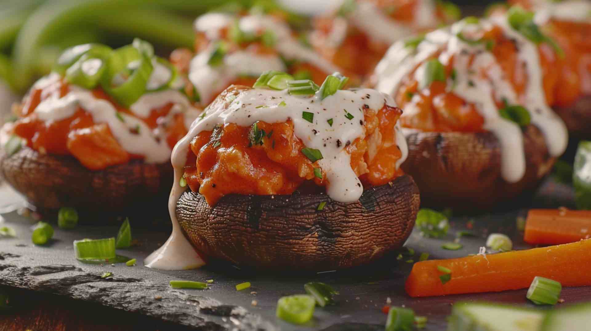 Buffalo Chicken-Stuffed Mushrooms