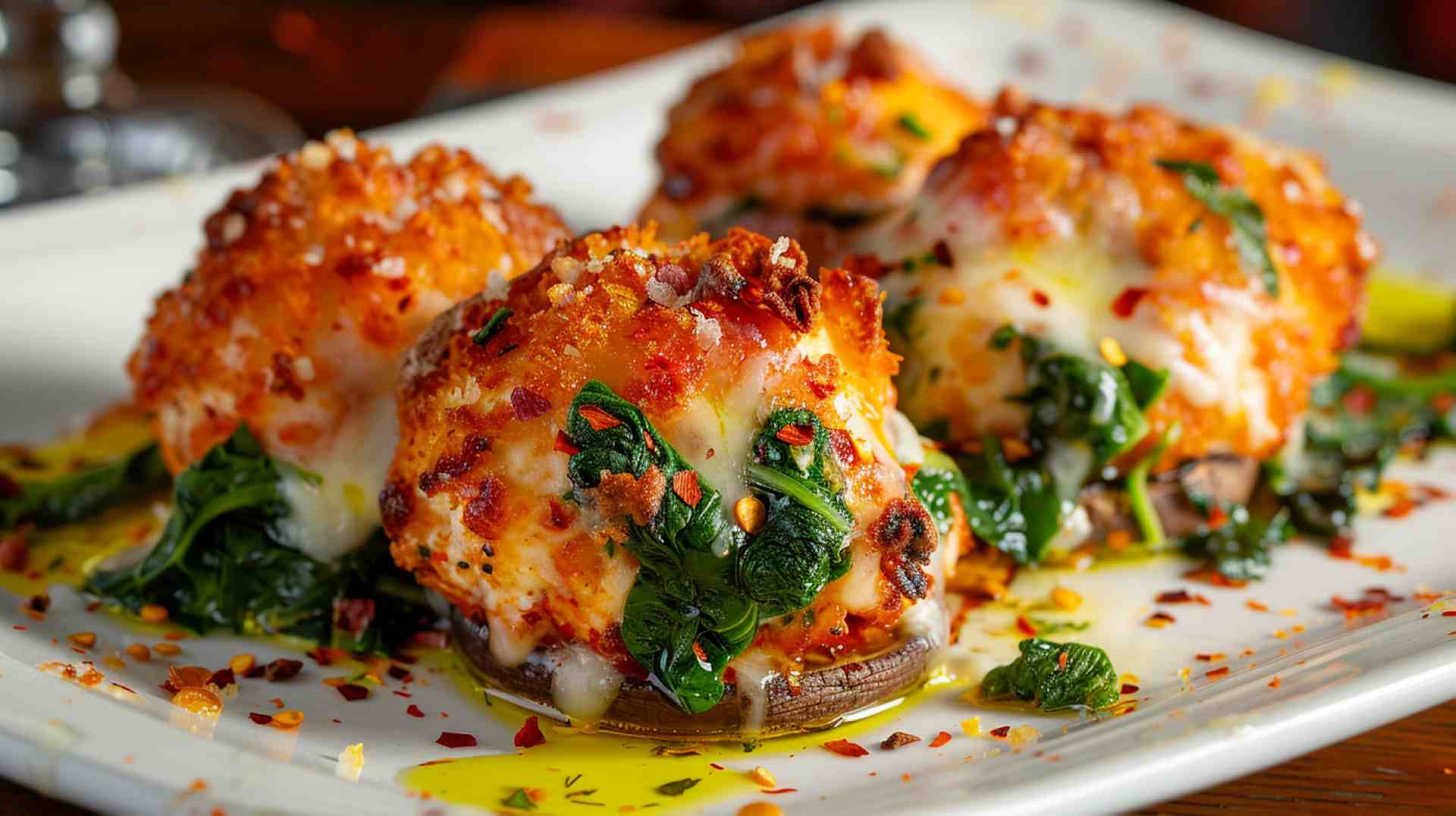 Cheesy Spinach-Stuffed Mushrooms