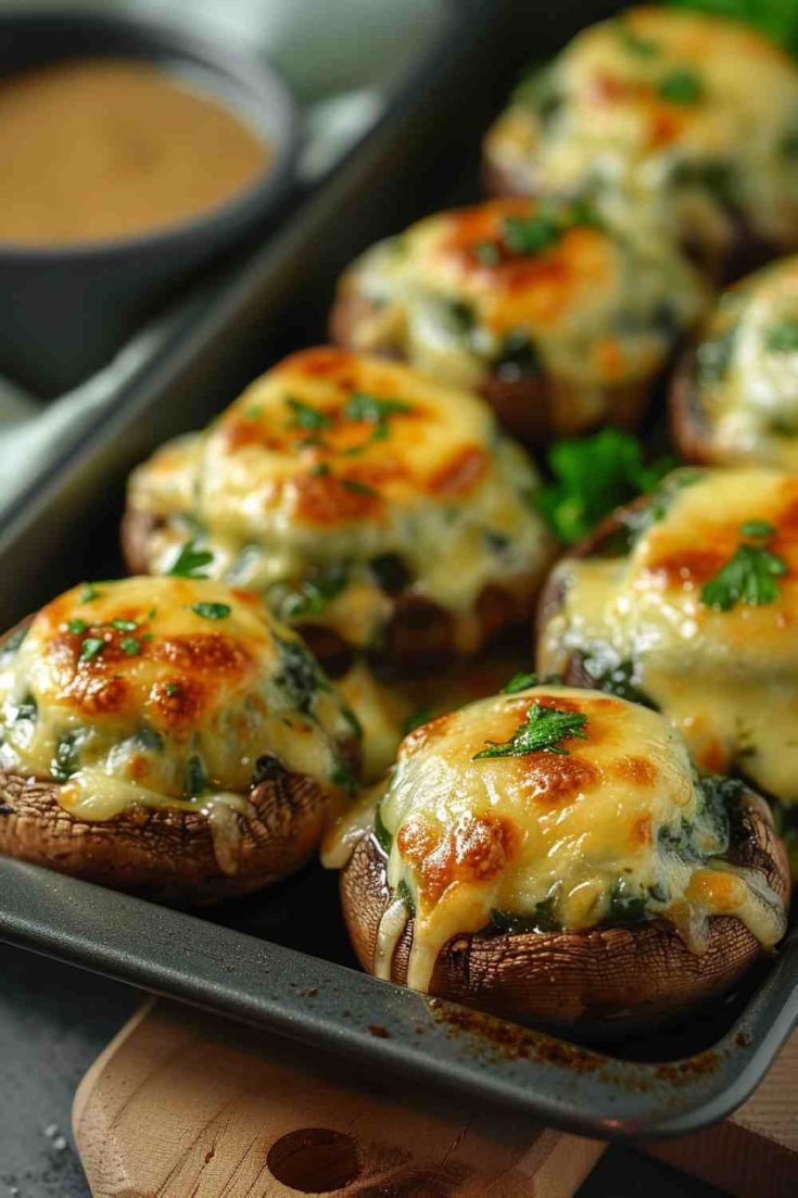 Cheesy Spinach-Stuffed Mushrooms