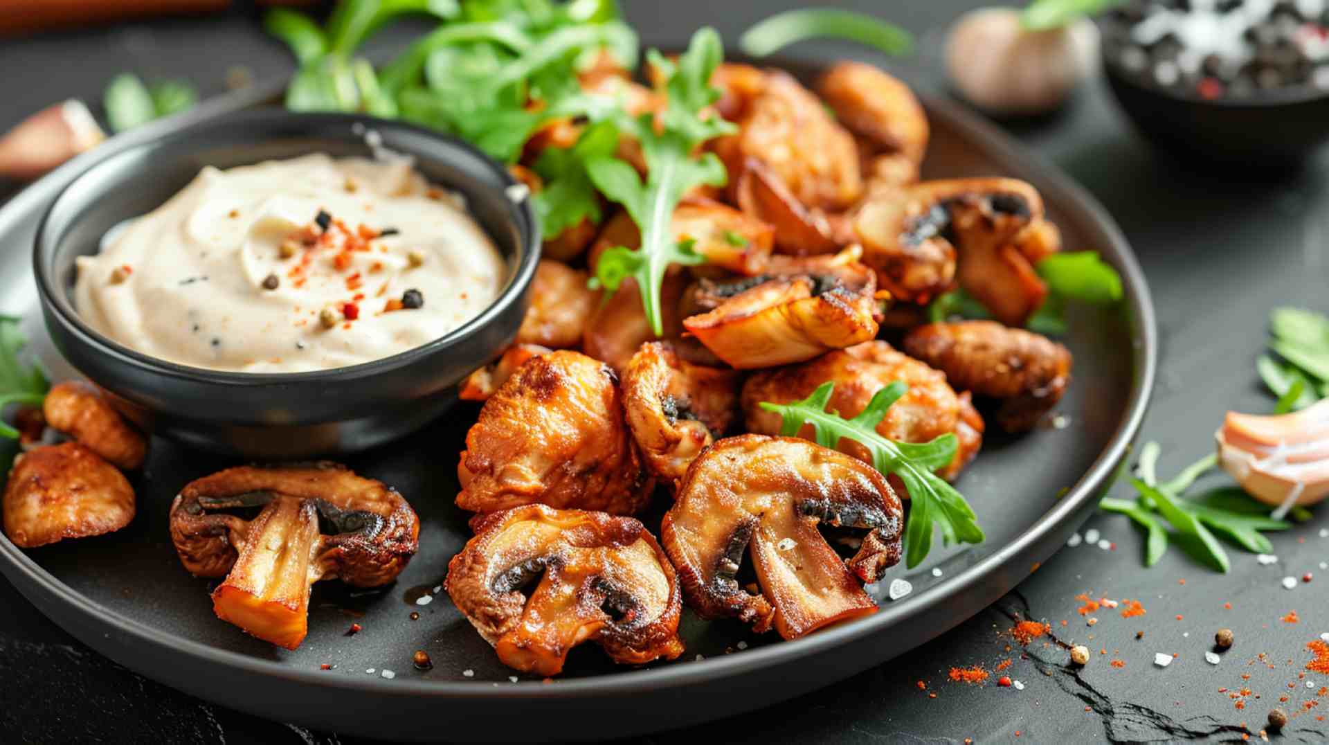 Crispy Fried Mushrooms with Garlic Aioli