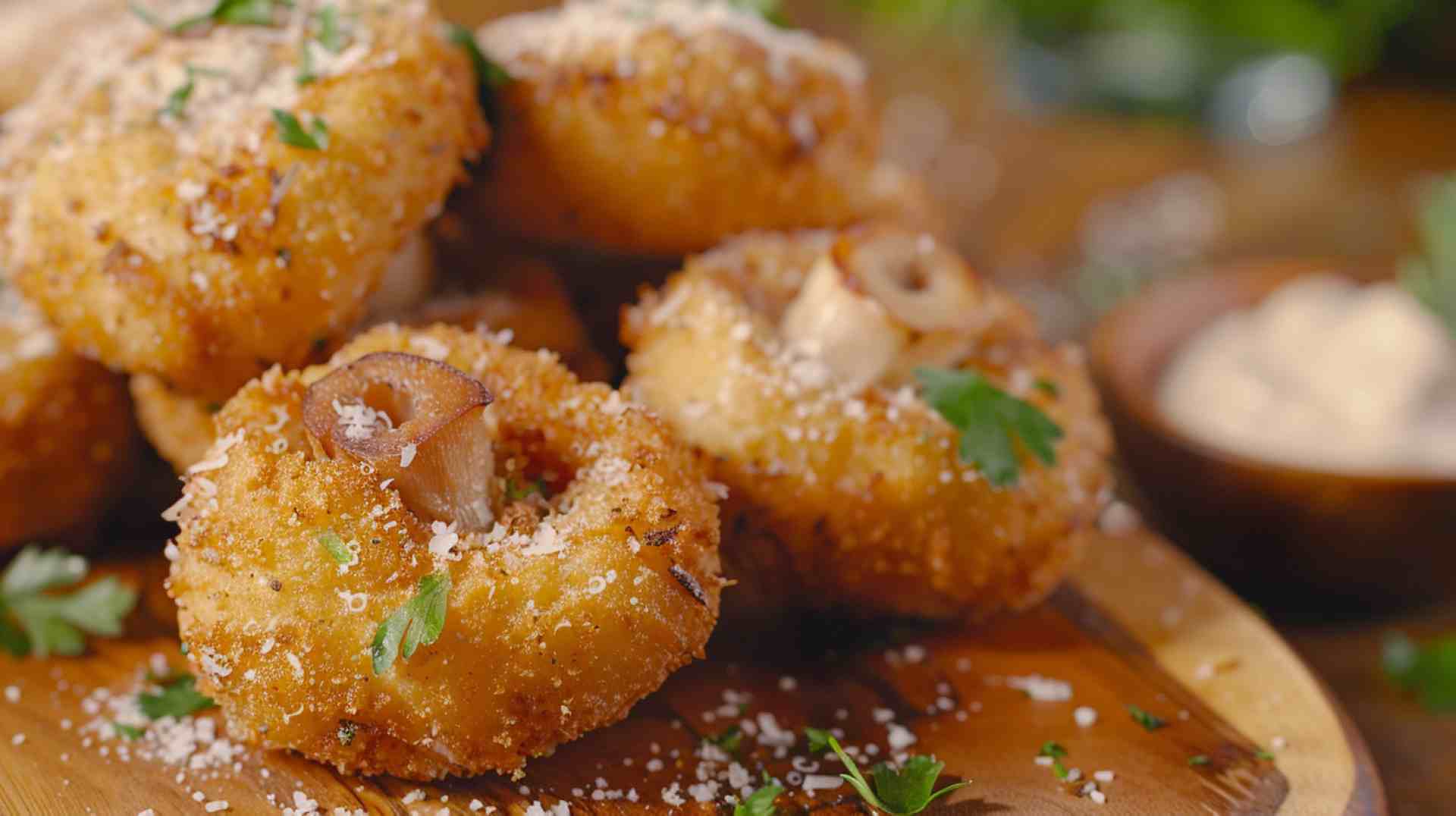 Crispy Fried Mushrooms with Parmesan