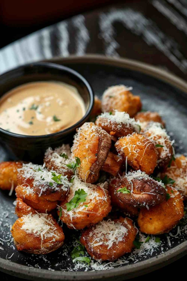 Crispy Fried Mushrooms with Parmesan