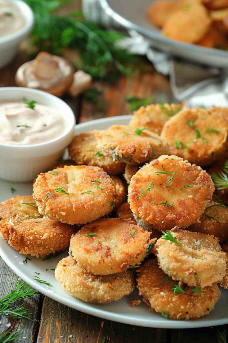 Crispy Fried Mushrooms with Spicy Ranch Dip