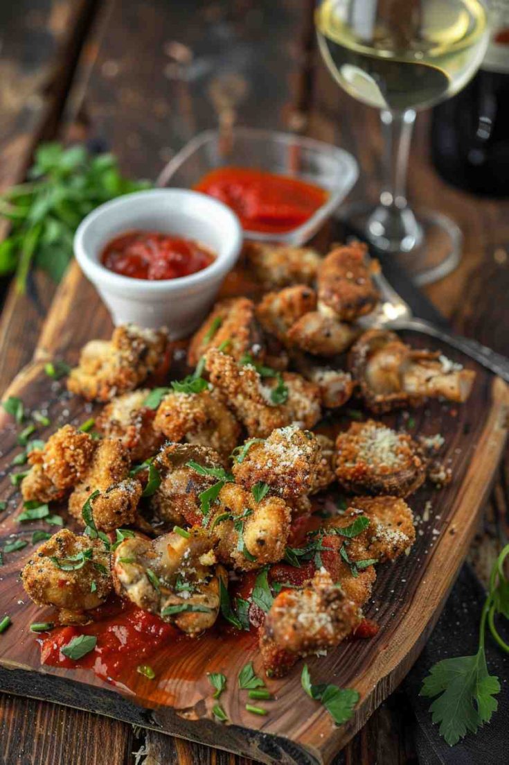 Crispy Parmesan Crusted Fried Mushrooms