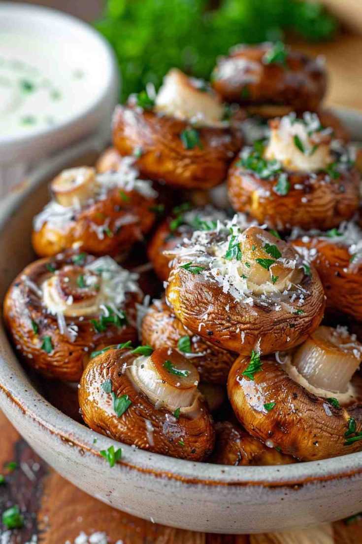 Crispy Parmesan Crusted Fried Mushrooms