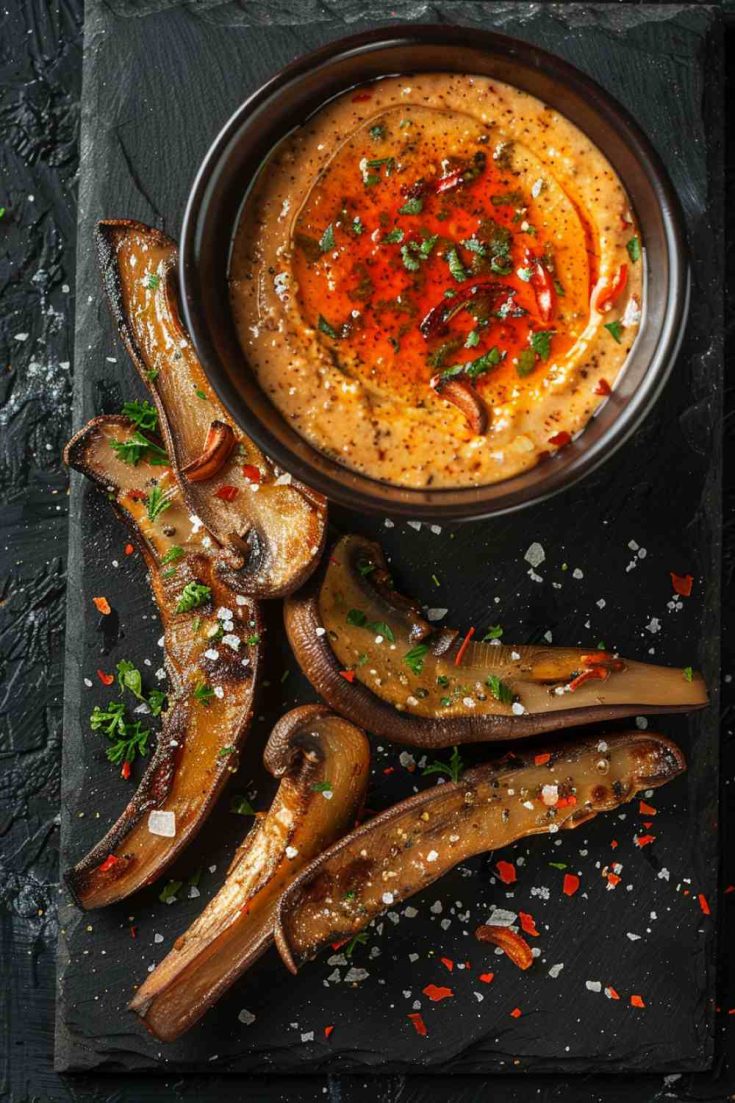 Crispy Portabella Mushroom Fries with Spicy Dip