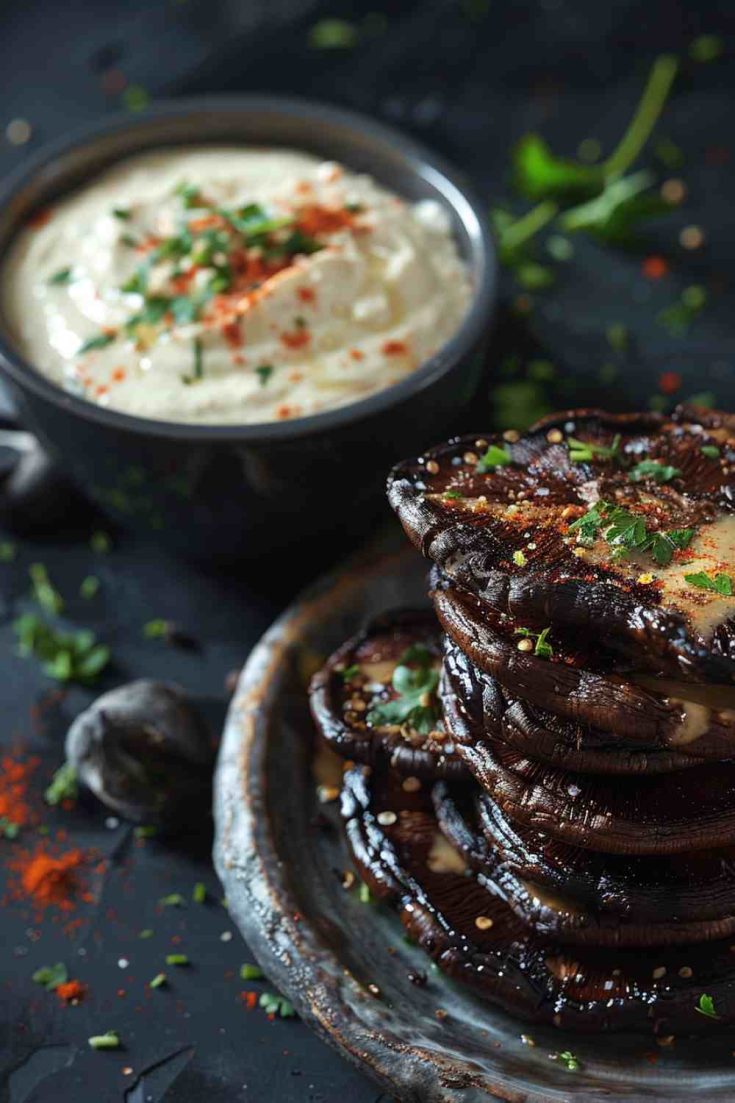 Crispy Portabella Mushroom Fries with Spicy Dip