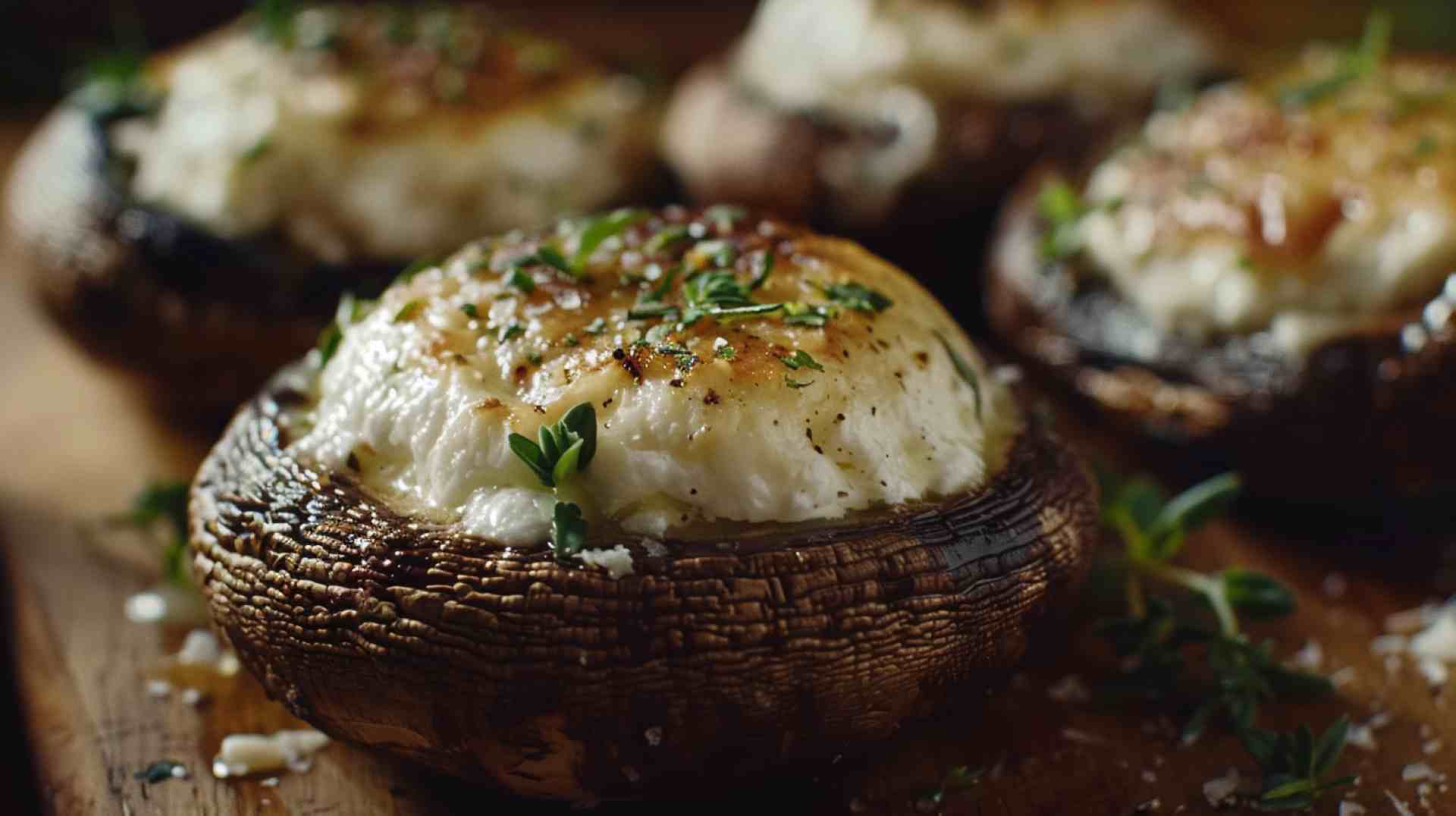 Easy Portabella Mushroom Caps with Goat Cheese