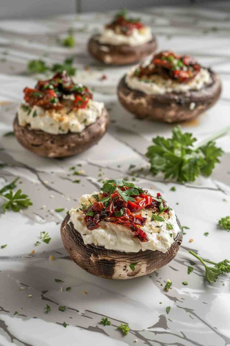 Easy Portabella Mushroom Caps with Goat Cheese