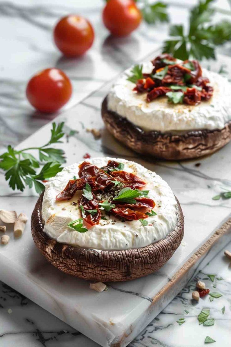 Easy Portabella Mushroom Caps with Goat Cheese