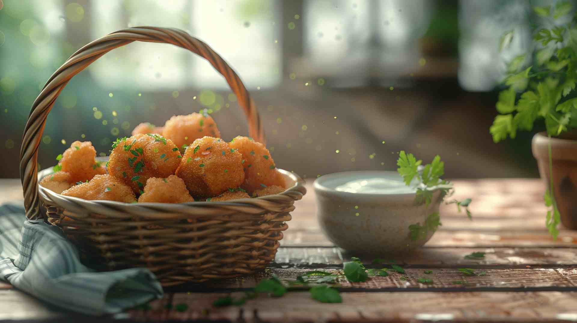 Fried Mushrooms with Herb Dipping Sauce