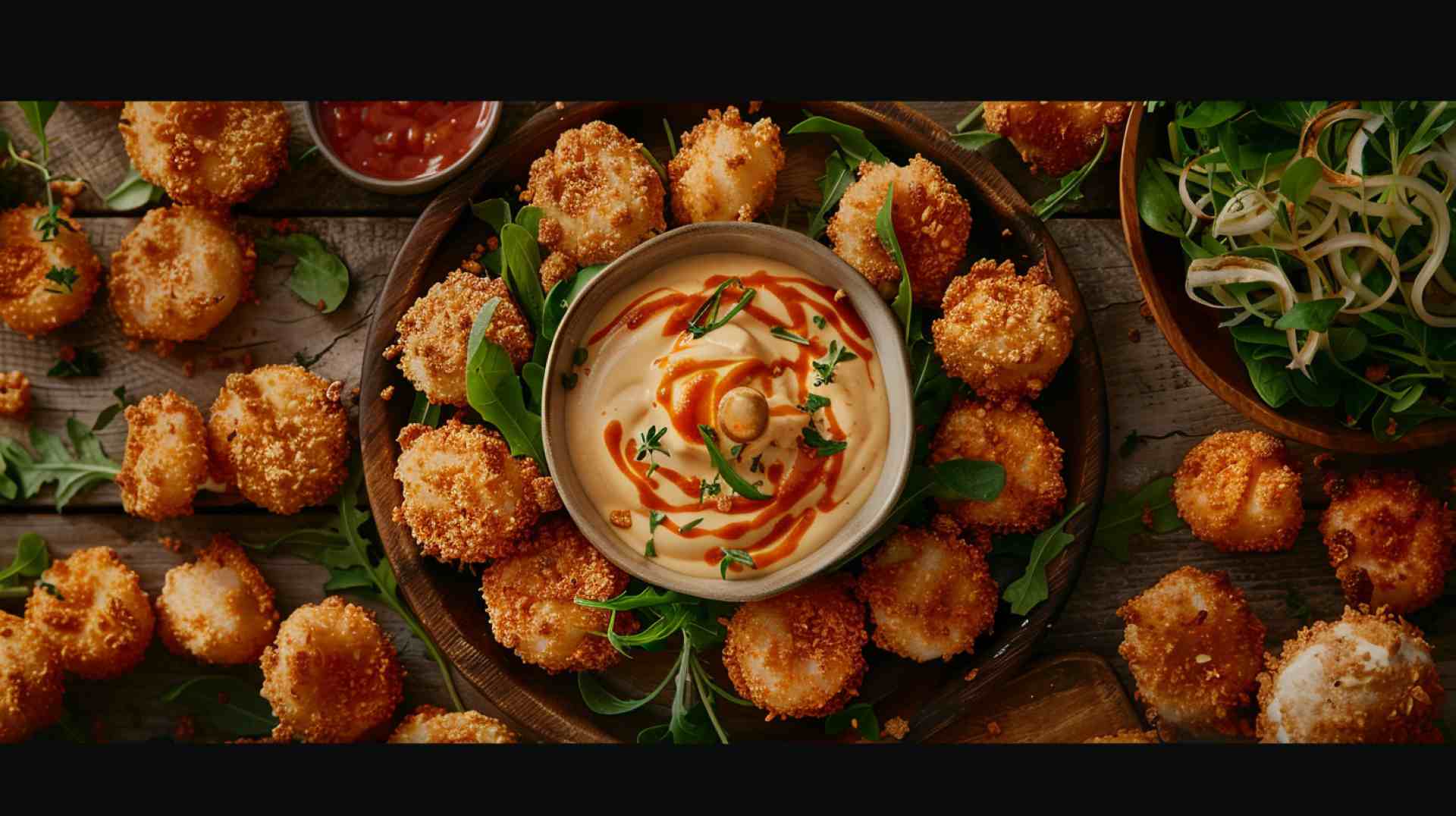 Golden Fried Mushrooms with Sriracha Mayo