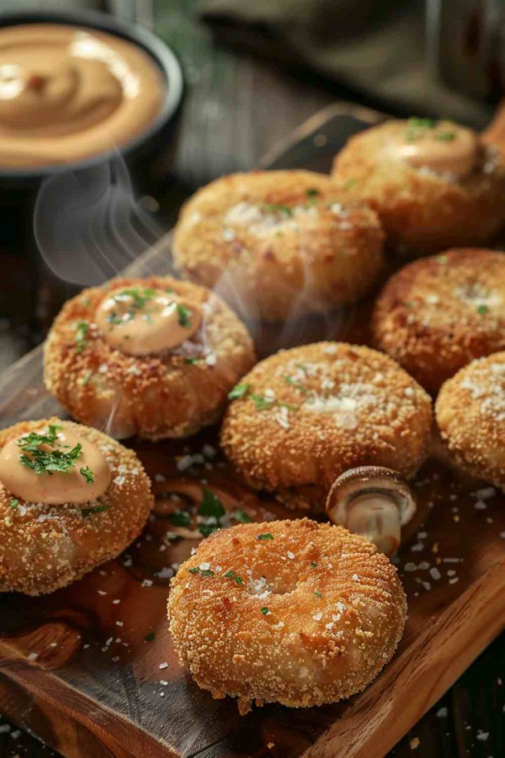 Golden Fried Mushrooms with Sriracha Mayo