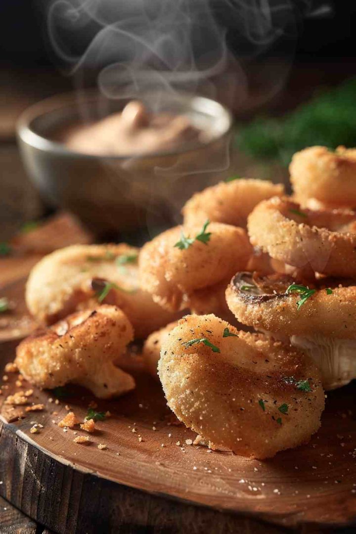 Golden Fried Mushrooms with Sriracha Mayo