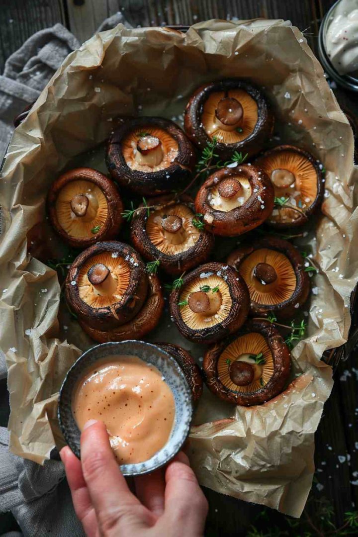 Golden Fried Mushrooms with Sriracha Mayo