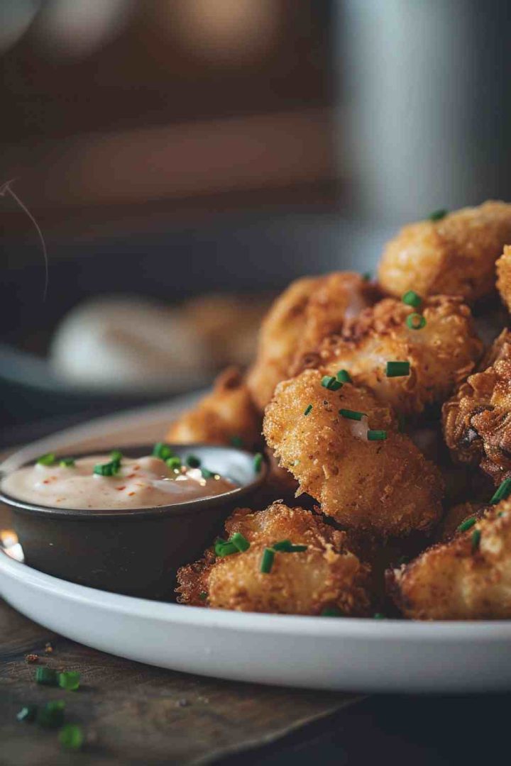 Golden Fried Mushrooms with Sriracha Mayo