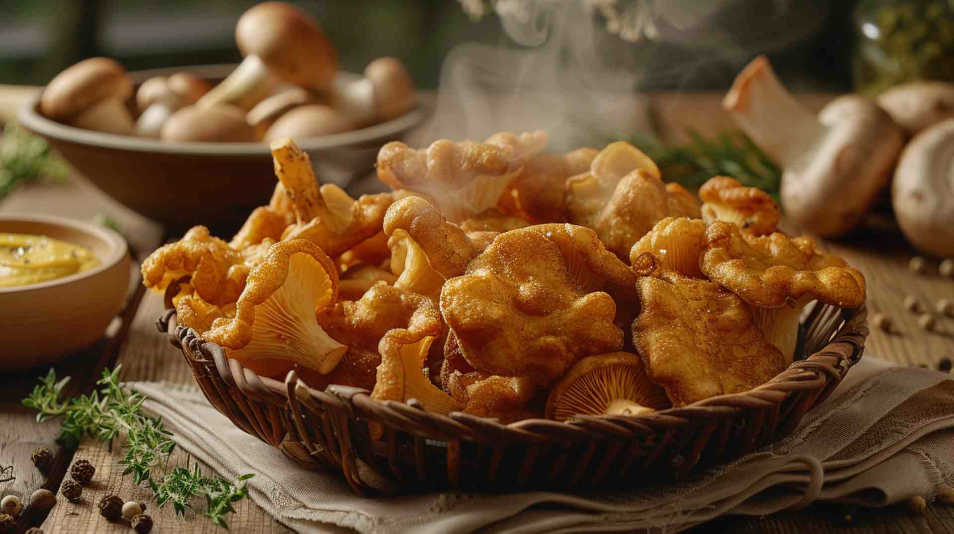 Golden Fried Mushrooms with Tangy Mustard Dip