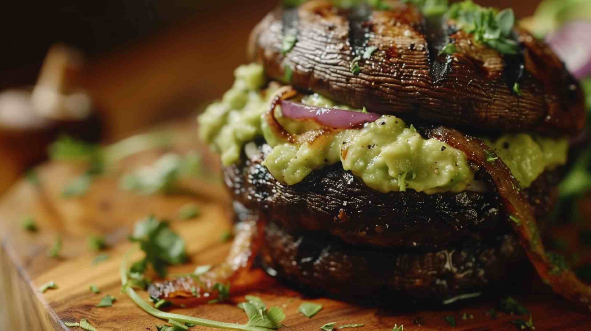 Grilled Portabella Mushroom Burgers with Avocado