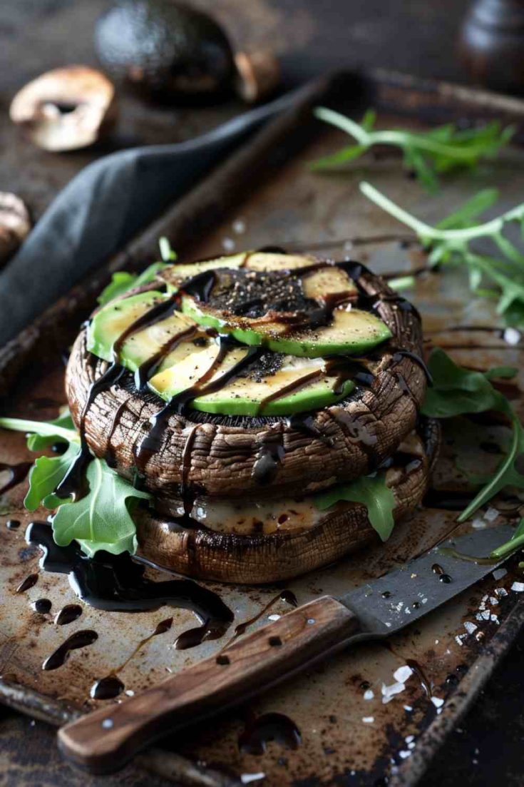 Grilled Portabella Mushroom Burgers with Avocado