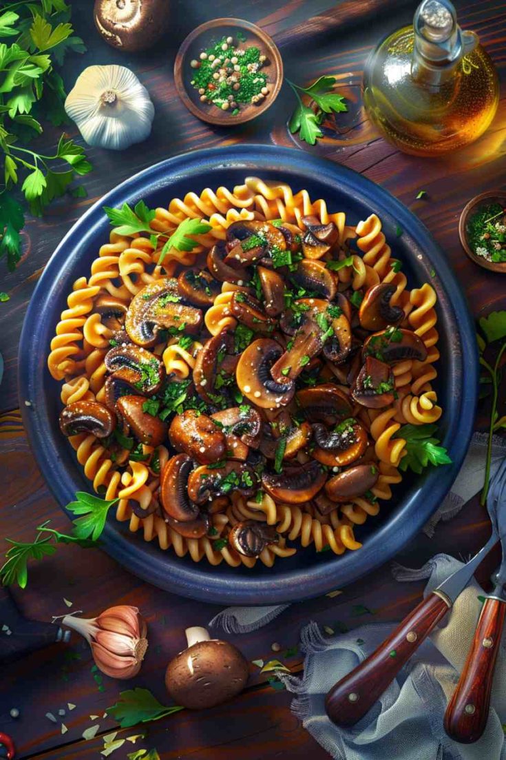 Portabella Mushroom Pasta with Garlic and Herbs