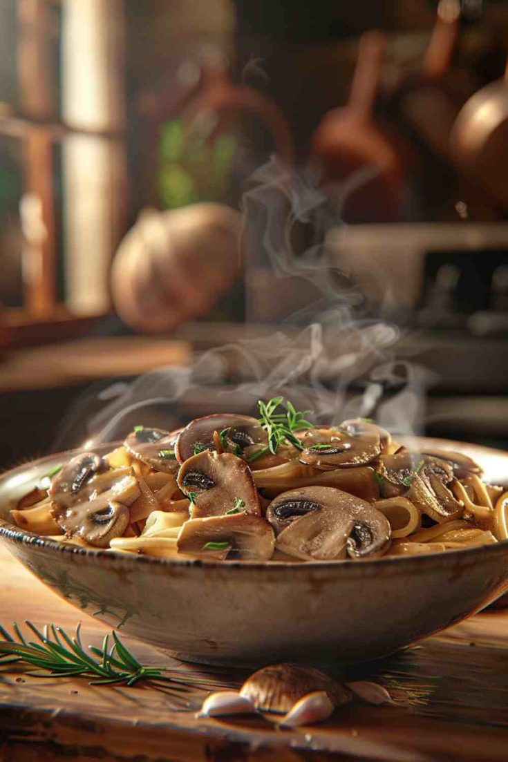 Portabella Mushroom Pasta with Garlic and Herbs