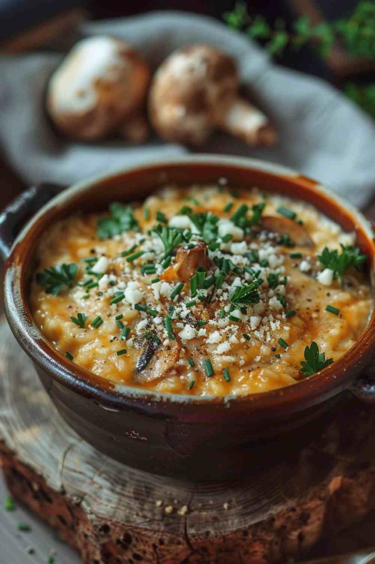 Portabella Mushroom Risotto with Creamy Parmesan Sauce