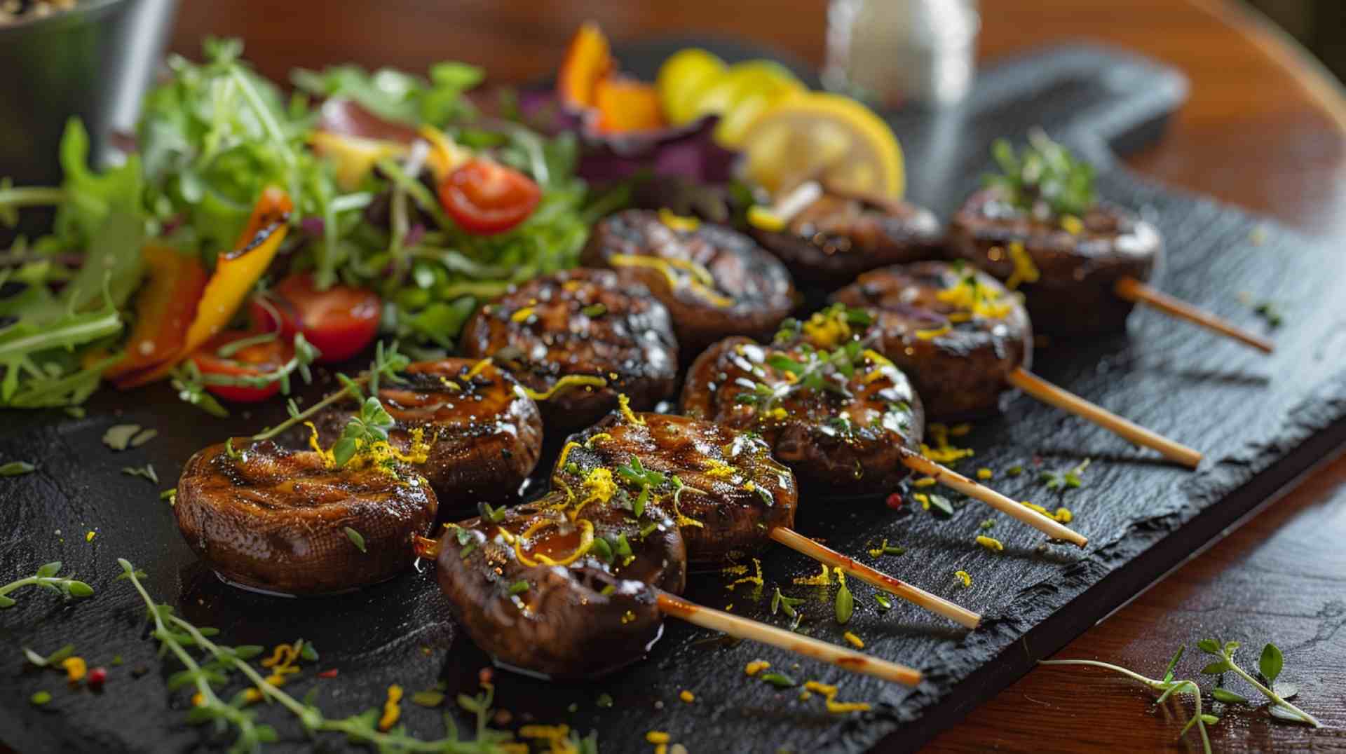 Portabella Mushroom Skewers with Lemon and Thyme