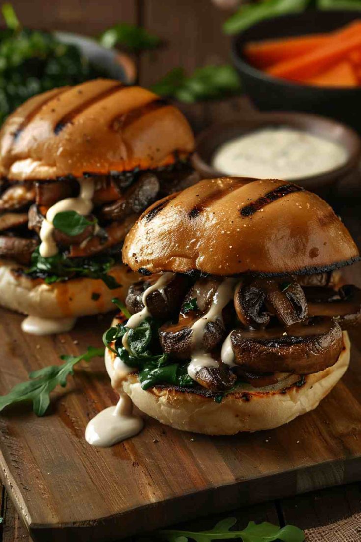 Portabella Mushroom Sliders with Garlic Aioli