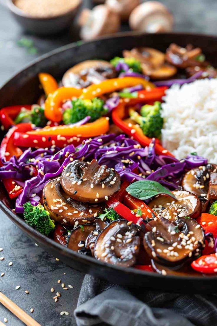 Portabella Mushroom Stir Fry with Asian Veggies