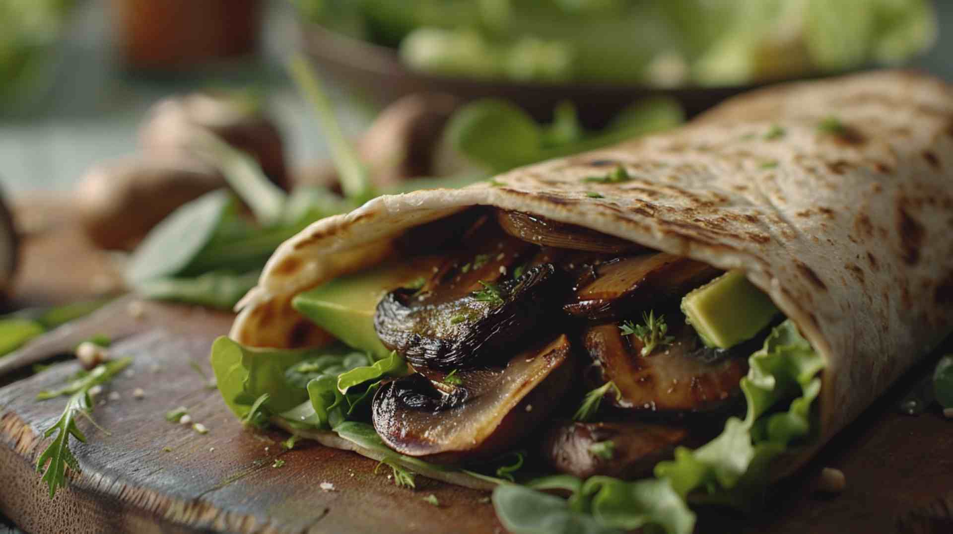 Portabella Mushroom and Avocado Wraps