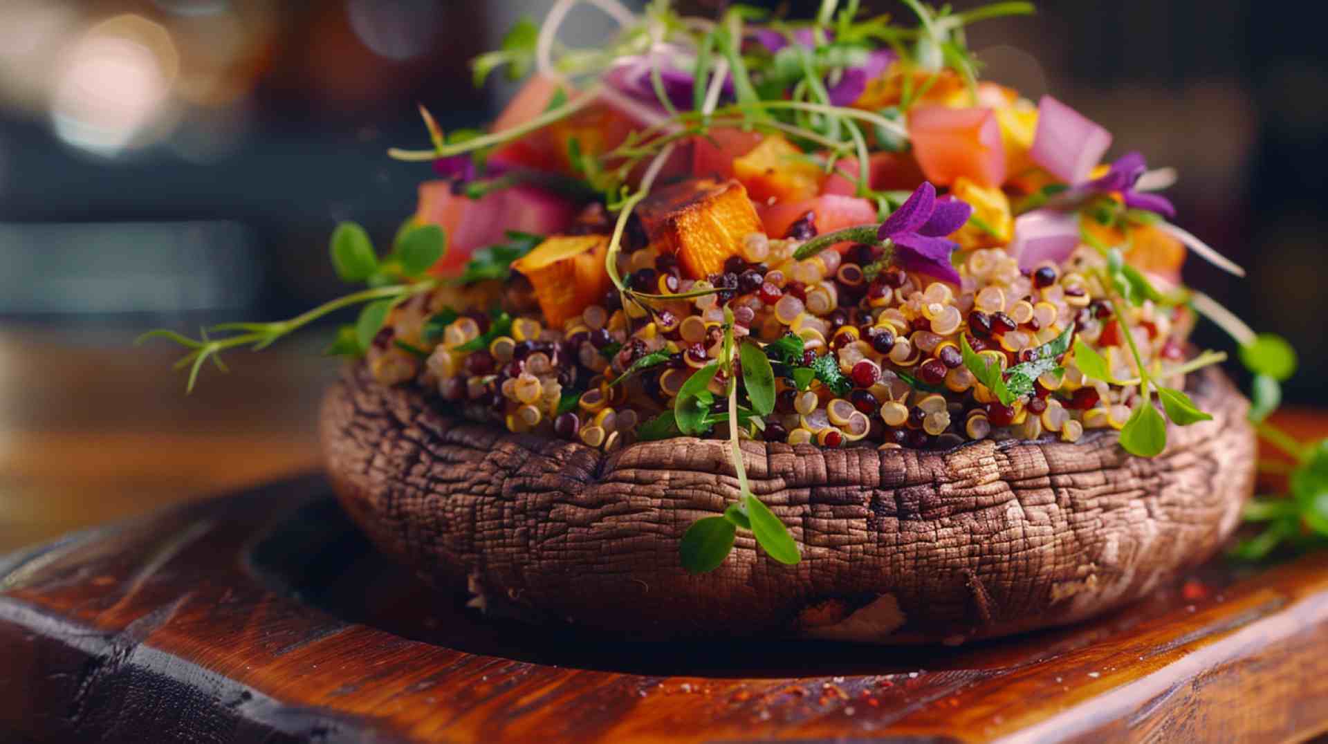 Portabella Mushroom and Quinoa Stuffed Caps