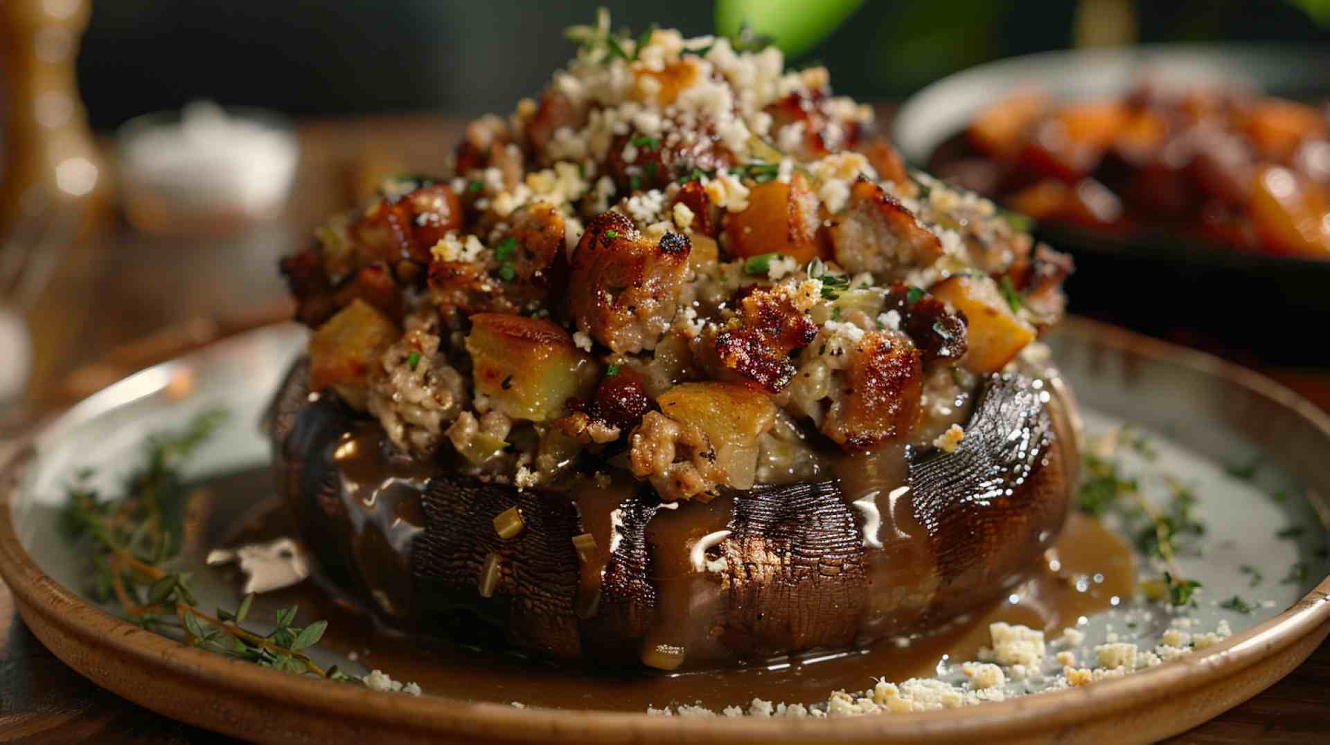 Portabella Mushroom and Spinach Salad with Feta