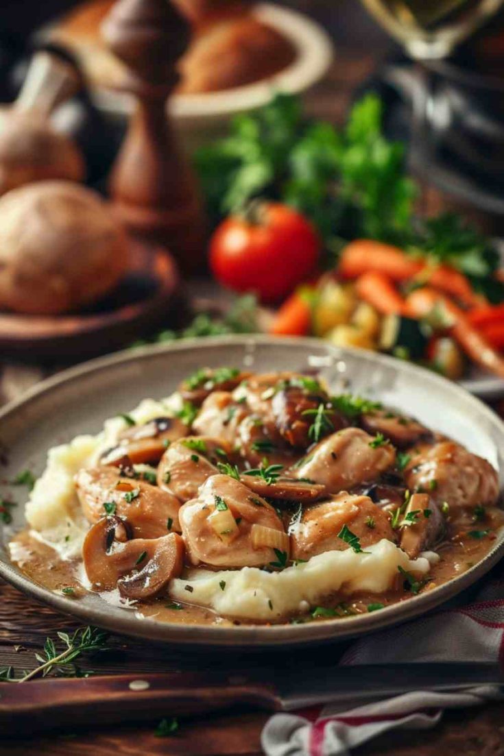 Sautéed Chicken and Mushrooms in Wine Sauce