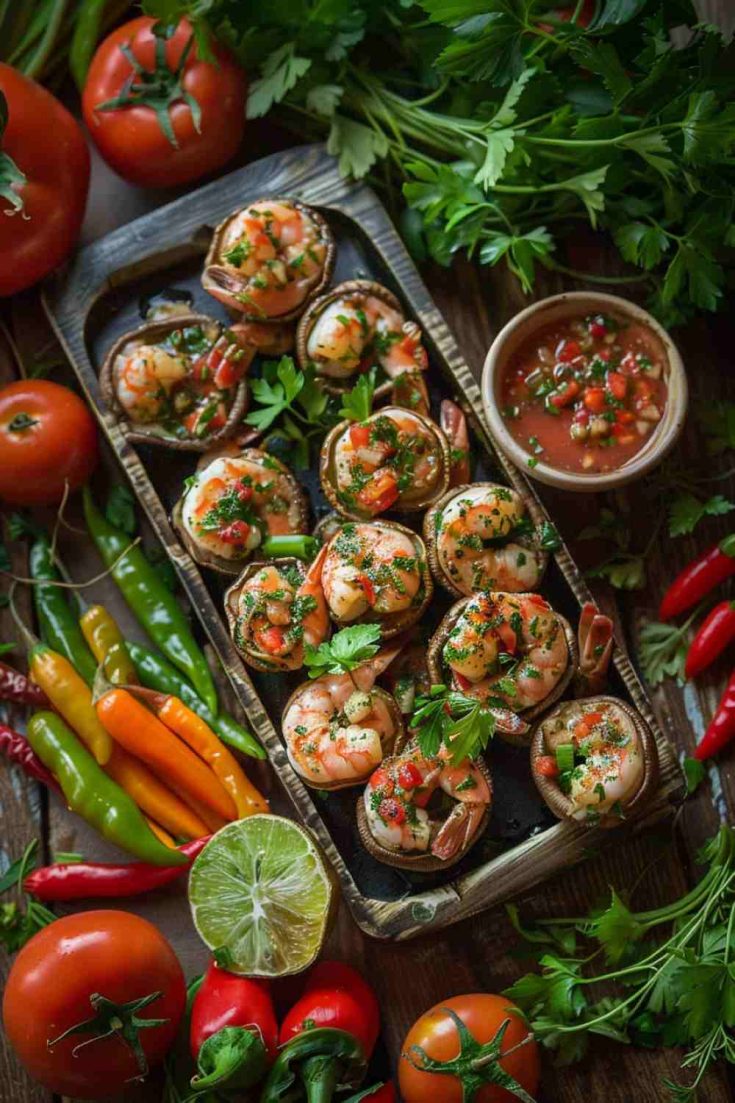 Shrimp and Garlic-Stuffed Mushrooms