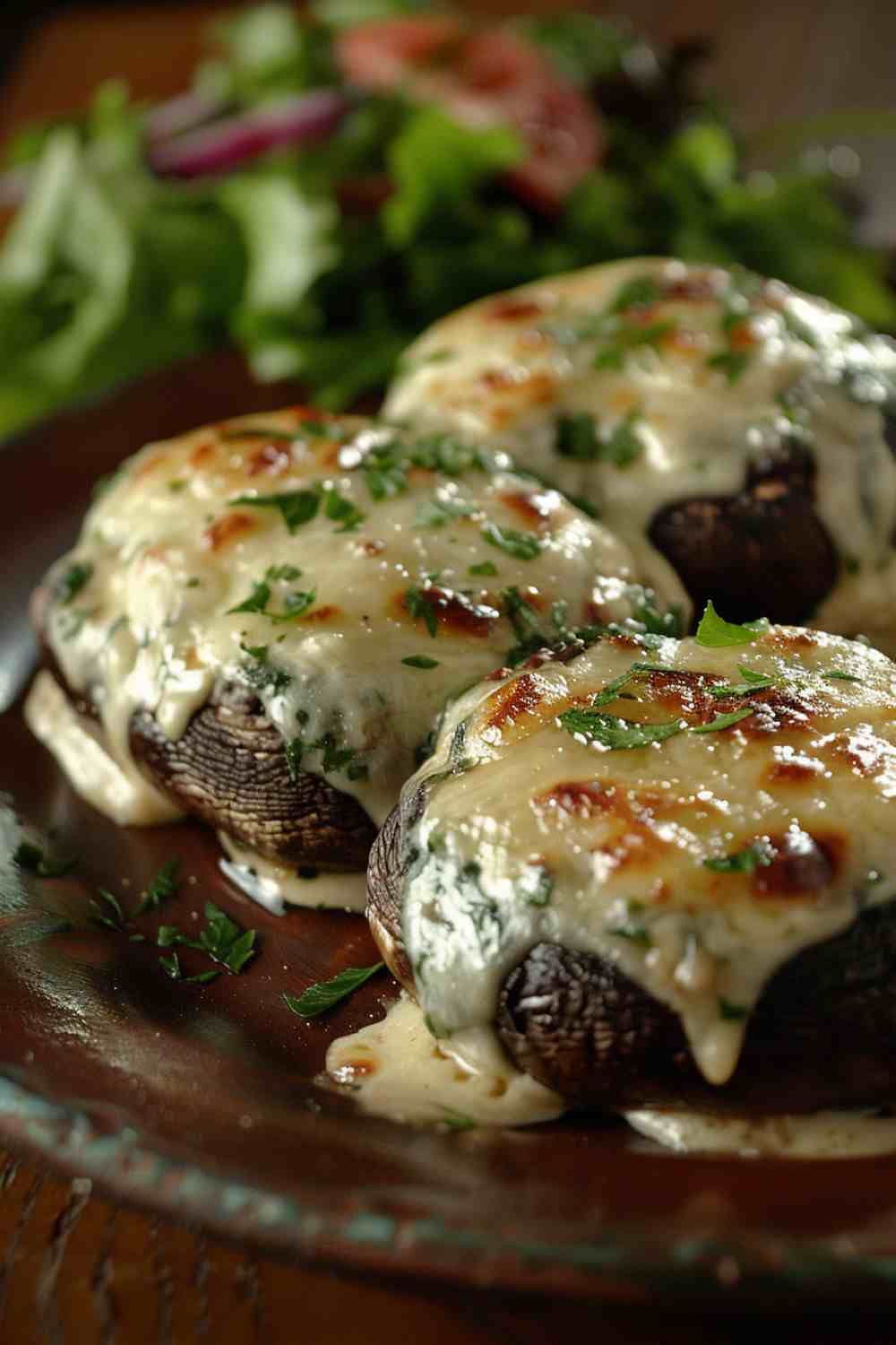 Stuffed Portabella Mushrooms with Garlic & Spinach