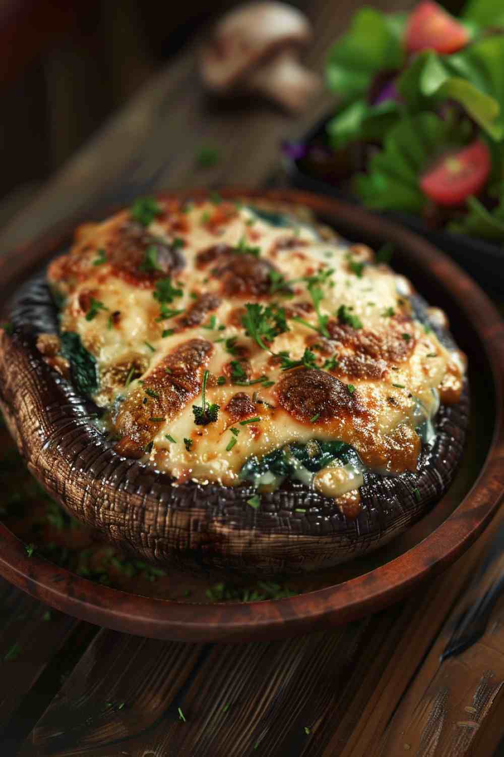 Stuffed Portabella Mushrooms with Garlic & Spinach